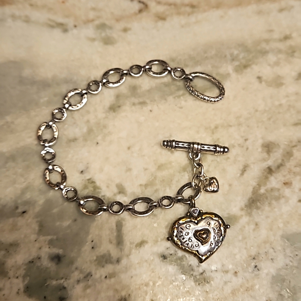 Brighton toggle link bracelet with heart pendant.